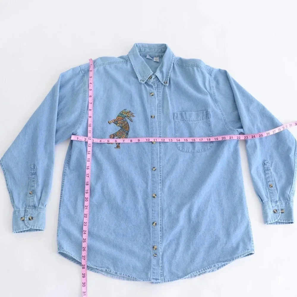 Vintage C  Port and Company 100% Cotton Grand Canyon Dancing Man Button Down - Picture 5 of 13